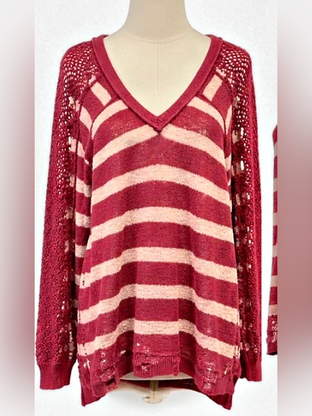 We The Free by Free People Striped Open-Knit Sweater – Size M